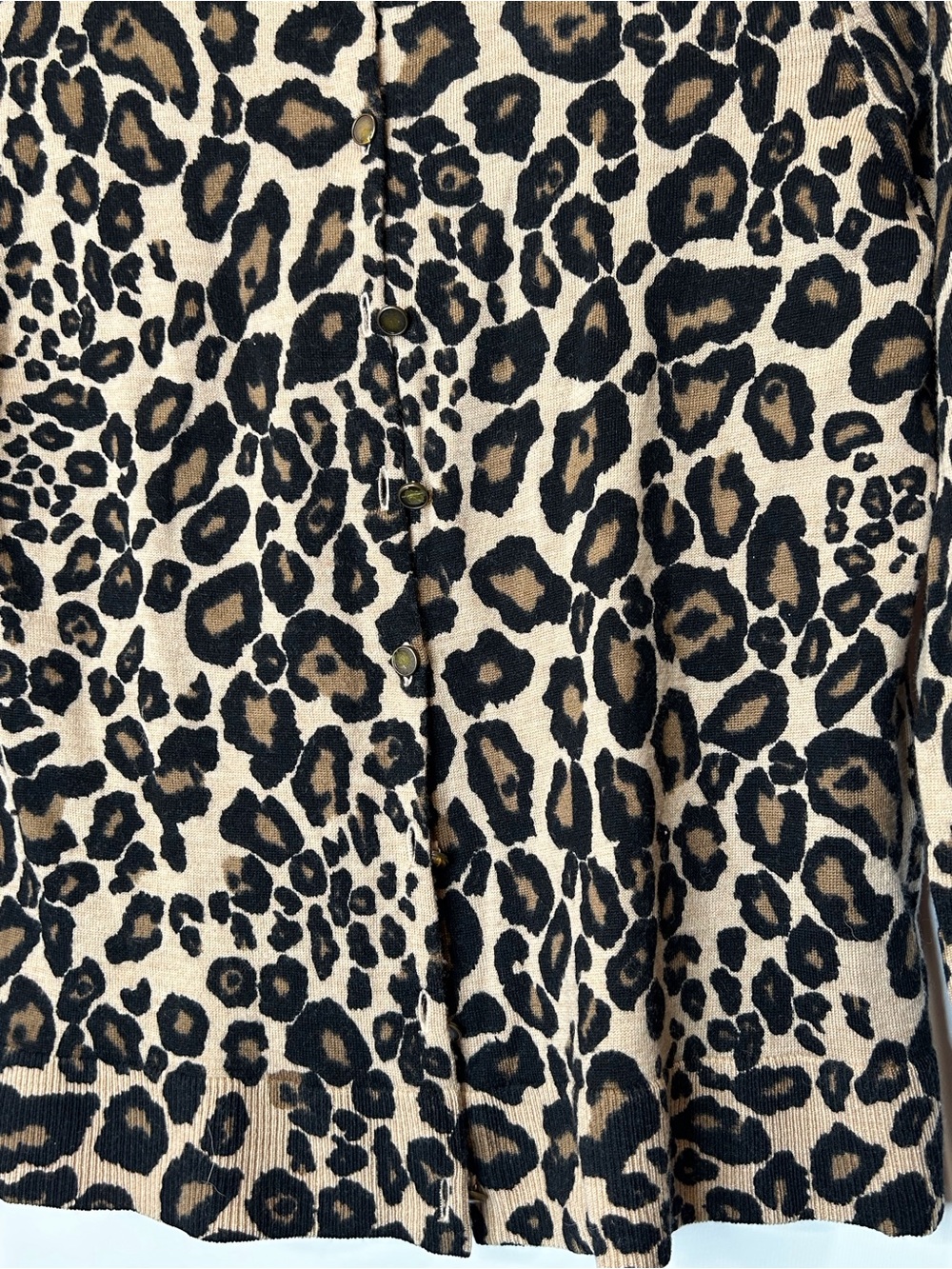 LOFT Leopard Print Button-Front Cardigan - Black & Beige - Picture 3 of 5